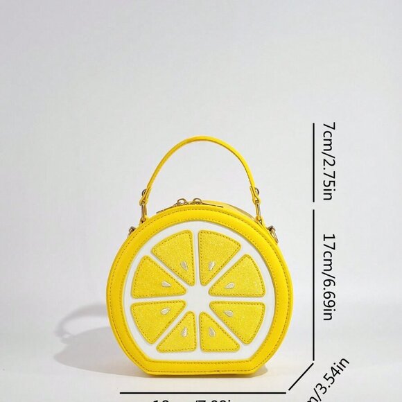 Yellow Casual Women's Fruit Shaped Crossbody Y2k Sequin Patchwork Shoulder Bag - Picture 5 of 11